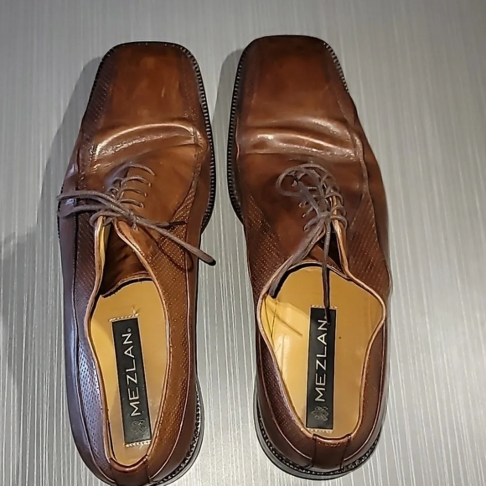 MEZLAN GIOVANNI Square Toe Brown Leather Bicycle Oxfords Men's‎ 10.5 M